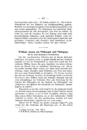 William James als Philosoph und Pädagoge