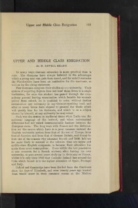 Upper and Middle Class Emigration