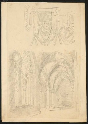 Architekturstudien: Perspektivische Ansicht von gotischen Kirchenräumen