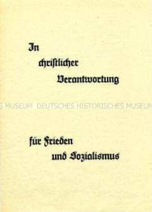 Aufruf der Nationalen Front an die christlichen Bürger der DDR zur Volkskammerwahl 1958