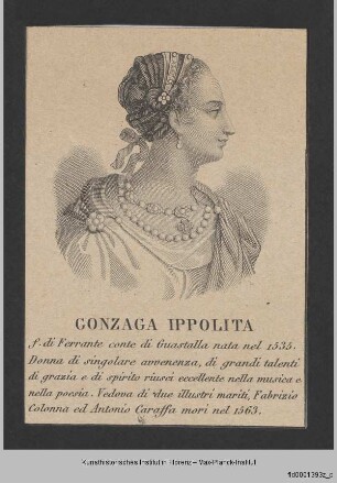 Folge von Bildnissen, Frauenbildnisse : Bildnis des Ippolita Gonzaga