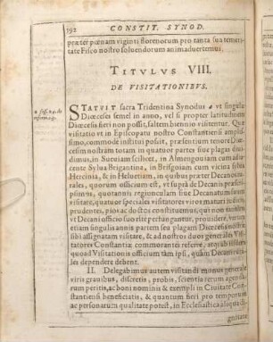 Titvlvs VIII. De Visitationibvs.