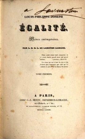 Louis-Philippe-Joseph Égalité : scènes contemporaines, 1