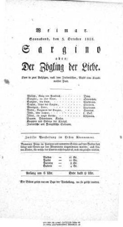 Sargino oder: Der Zögling der Liebe