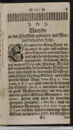 Vorrede an den Christlich gesinnten und Warheit liebenden Leser