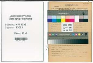 Entnazifizierung Kurt Heinz , geb. 25.06.1922 (Lohnbuchhalter)