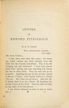 Letters of Edward Fitzgerald : In two volumes, II
