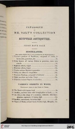 Catalogue of Mr. Salt's collection of Egyptian antiquities