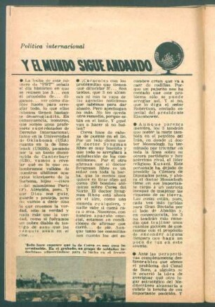 Y el mundo sigue andando : Política internacional