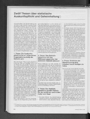 Zwölf Thesen über statistische Auskunftspflicht und Geheimhaltung