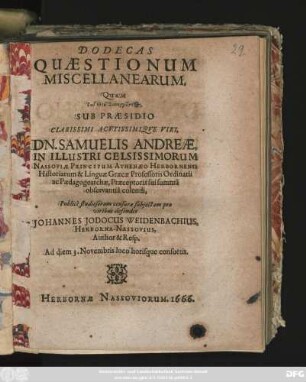 Dodecas Quaestionum Miscellanearum