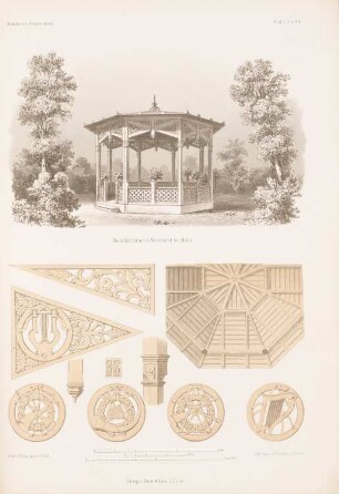 Musiktribüne Wittekind, Halle/Saale: Perspektivische Ansicht, Details (aus: Architektonisches Skizzenbuch, H. 50/2, 1861)