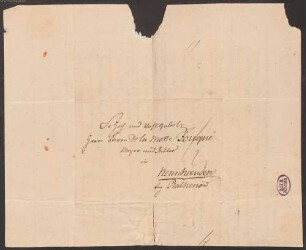 Erich Petzet (1870-1928) Nachlass: Brief von E.T.A. Hoffmann an Friedrich de La Motte-Fouqué - BSB E. Petzetiana V. Hoffmann, Ernst Theodor Amadeus.2