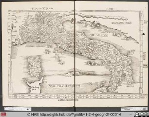 Landkarte von Italien und Mitelmeer.
