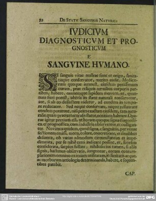 Iudicium Diagnosticum Et Prognosticum E Sanguine Humano
