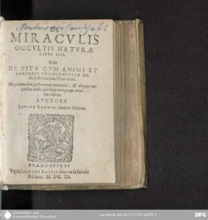 De miraculis occultis naturae : libri IIII