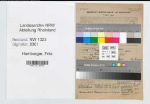 Entnazifizierung Fritz Hamburger , geb. 12.07.1893 (Steuersekretaer)