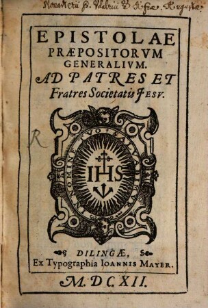 Epistolae praepositorum generalium ad patres et fratres Societatis Jesu