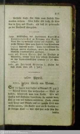 26ter April. 1521. Luthers Abreise von Worms