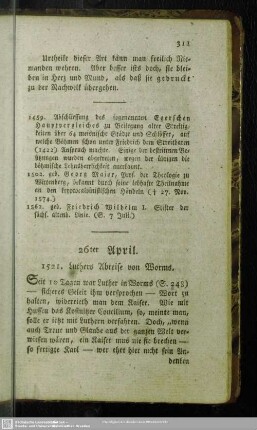 26ter April. 1521. Luthers Abreise von Worms