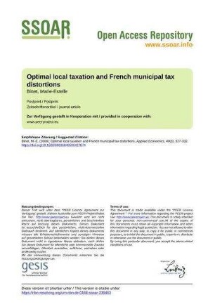 Optimal local taxation and French municipal tax distortions