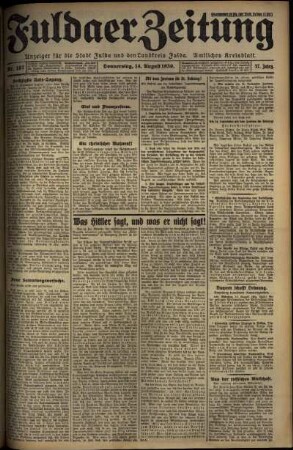 Ausgabe vom Donnerstag, den 14. August 1930.