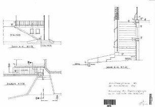 Kornwestheim Pbf: Verwaltungsgebäude Rbf - Erneuerung des Treppenaufganges Südseite / Draufsicht; Schnitt A-A, B-B Nebengeb.