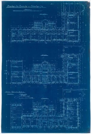 Collegium Bernhardinum, Attendorn: Grundrisse Ober-, Erd- und Kellergeschoss 1:100
