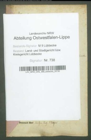 Erblasser: Kötter, Hermann Heinrich; Erblasser: Kötter, Caroline Louise Charlotte, geb. Knoop: