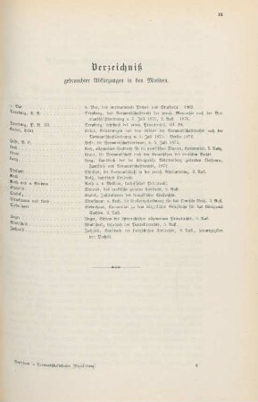 Verzeichniß gebrauchter Abkürzungen in den Motiven