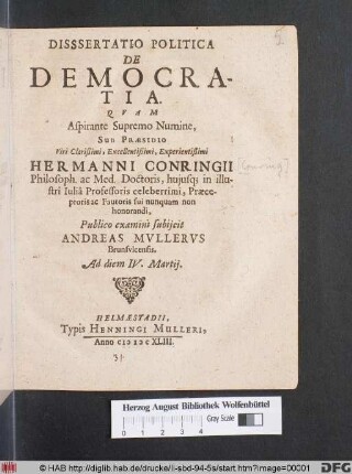 Disssertatio Politica De Democratia