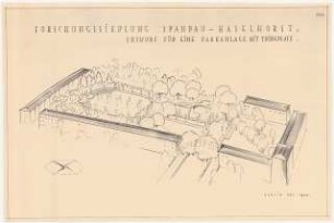 Gartenanlage Forschungssiedlung Haselhorst, Berlin-Spandau: Perspektivische Ansicht (Vogelschau)
