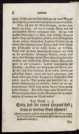 Text Matth. 5, 8. Selig sind die reines Herzens sind; denn sie werden Gott schauen!