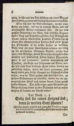 Text Matth. 5, 8. Selig sind die reines Herzens sind; denn sie werden Gott schauen!
