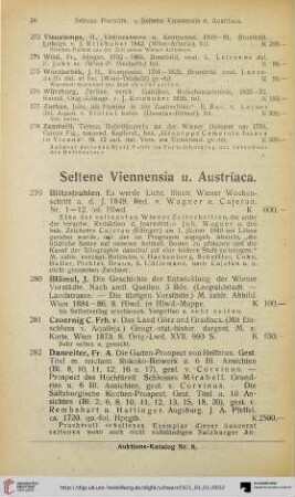Seltene Viennensia u. Austriaca (Nr. 279-309)