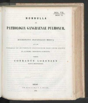 Nonnulla De Pathologia Gangraenae Pulmonum.