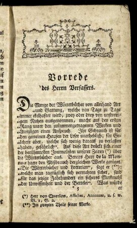 Vorrede des Herrn Verfassers.