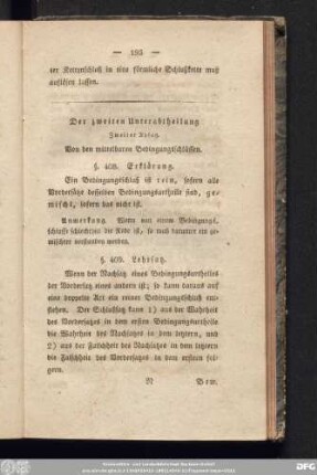 Der zweiten Unterabtheilung Zweiter Absatz. Von den mittelbaren Bedingungsschlüssen.