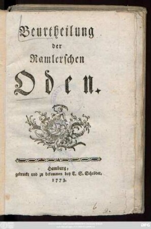 Beurtheilung der Ramlerschen Oden