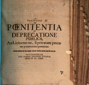 Tractatus de poenitentia et deprecatione publica, an licita nec ne, si privatam peccator poenitentiam promittat