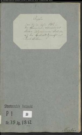 Zivilstandsregister der katholischen Gemeinde Brenken, Kreis Büren (GHT 1812). (Gemeinde: Katholische Gemeinde Bredenborn)