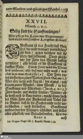 XXVII. Matth. 5. v. 5. Selig sind die Sanftmütigen!
