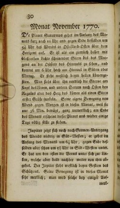 Monat November 1770.