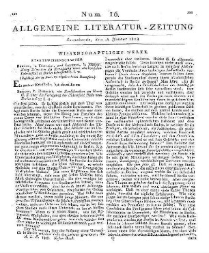 [Sammelrezension zweier Schriften zur Gründung einer Universität in Berlin] Rezensiert werden: 1. Zwei Schreiben die Errichtung einer akademischen Lehranstalt in Berlin betreffend etc. (Beschluß der in Num. 15. abgebrochenen Recension.) 2. Sendschreiben an Hn G.S. über die Verlegung der Universität Halle nach Berlin. Berlin: Dieterici ; Leipzig: Mittler 1807