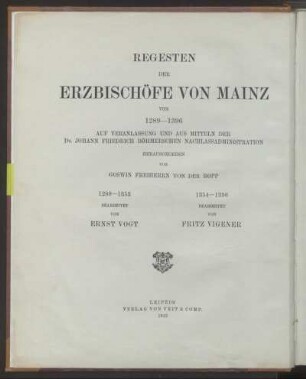 Abt. 2, Bd. 1: Regesten der Erzbischöfe von Mainz von 1289 - 1396. Abt. 2. 1354 - 1396. Bd. 1