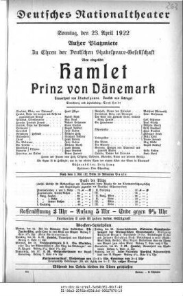Hamlet Prinz von Dänemark