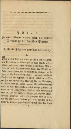 A. Große Züge der deutschen Verfassung.