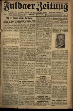 Erste Ausgabe vom Mittwoch, den 04. Januar 1933.