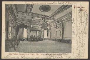 Ansichtskarte „Odd Fellow Logen Haus“, Großer Festsaal, Alte Jakobstraße