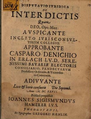 Disputatio iuridica de interdictis